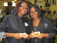 Gerlena & Porchia with a sample of their healthy Brown Fried Rice!